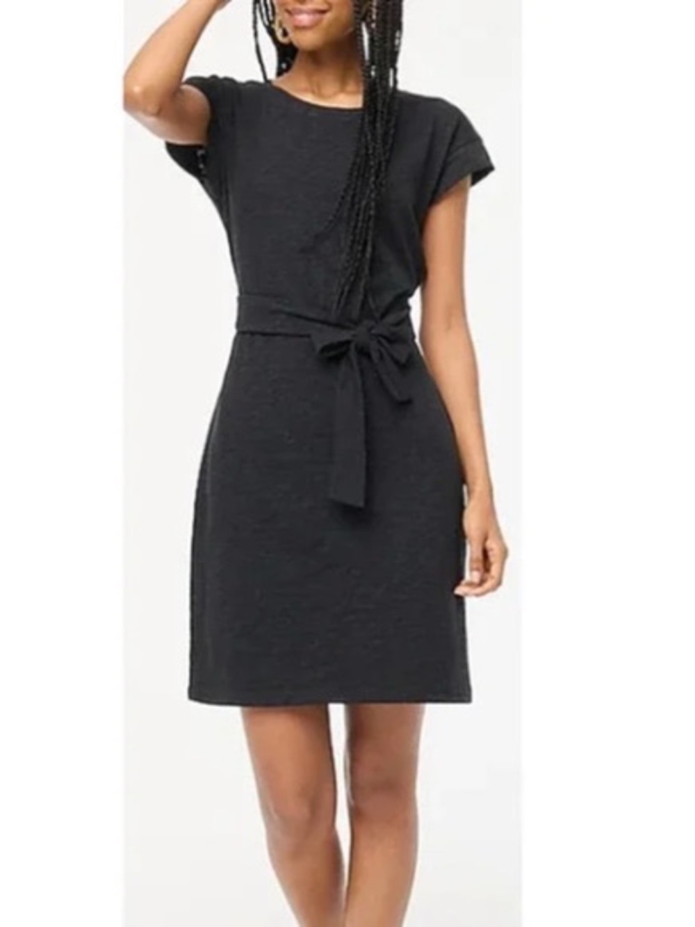 NWT J. Crew Black Short Sleeve Tie-Waist Tee Shirt Dress M